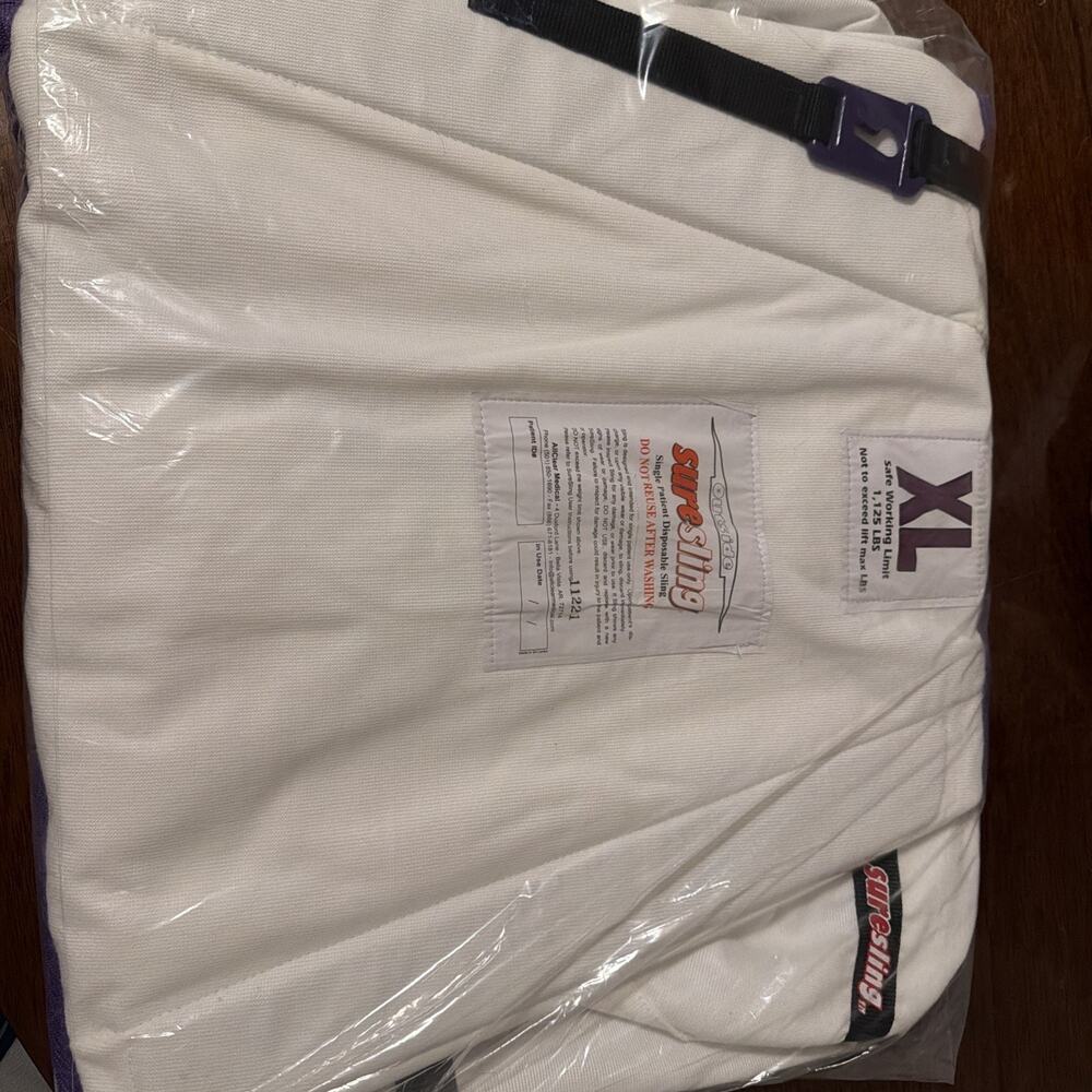 Suresling Single Patient Disposable Sling Max 1,125lb Clip Style Size XL Sealed